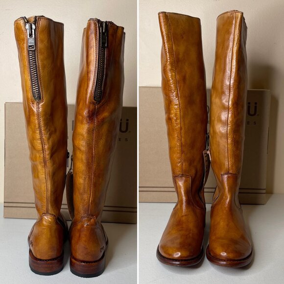 BED STU Tess Tan Leather Tall Riding Boots BedStu Size 7 - Picture 3 of 16
